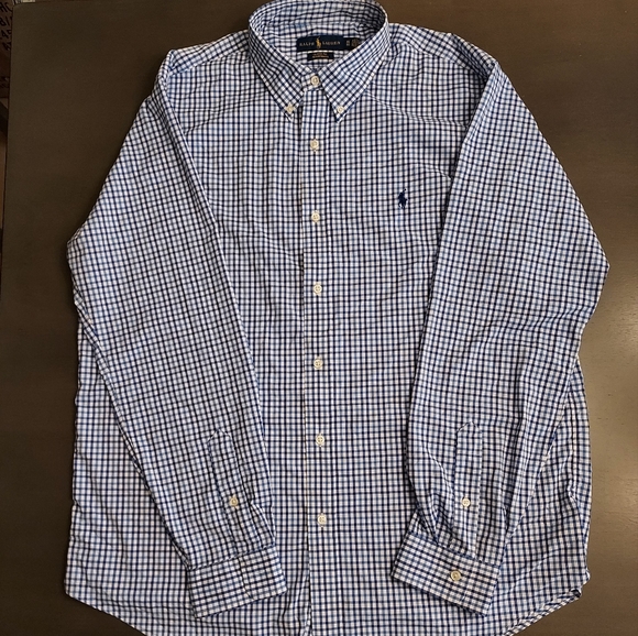 Ralph Lauren Classic Fit Button Down Shirt | Blue & White | XL - Picture 2 of 4